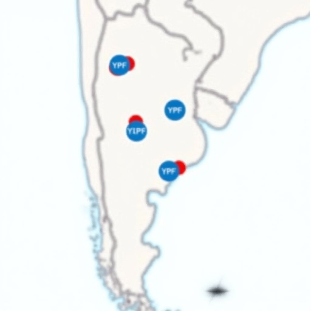 Mapa de estaciones YPF en Argentina
